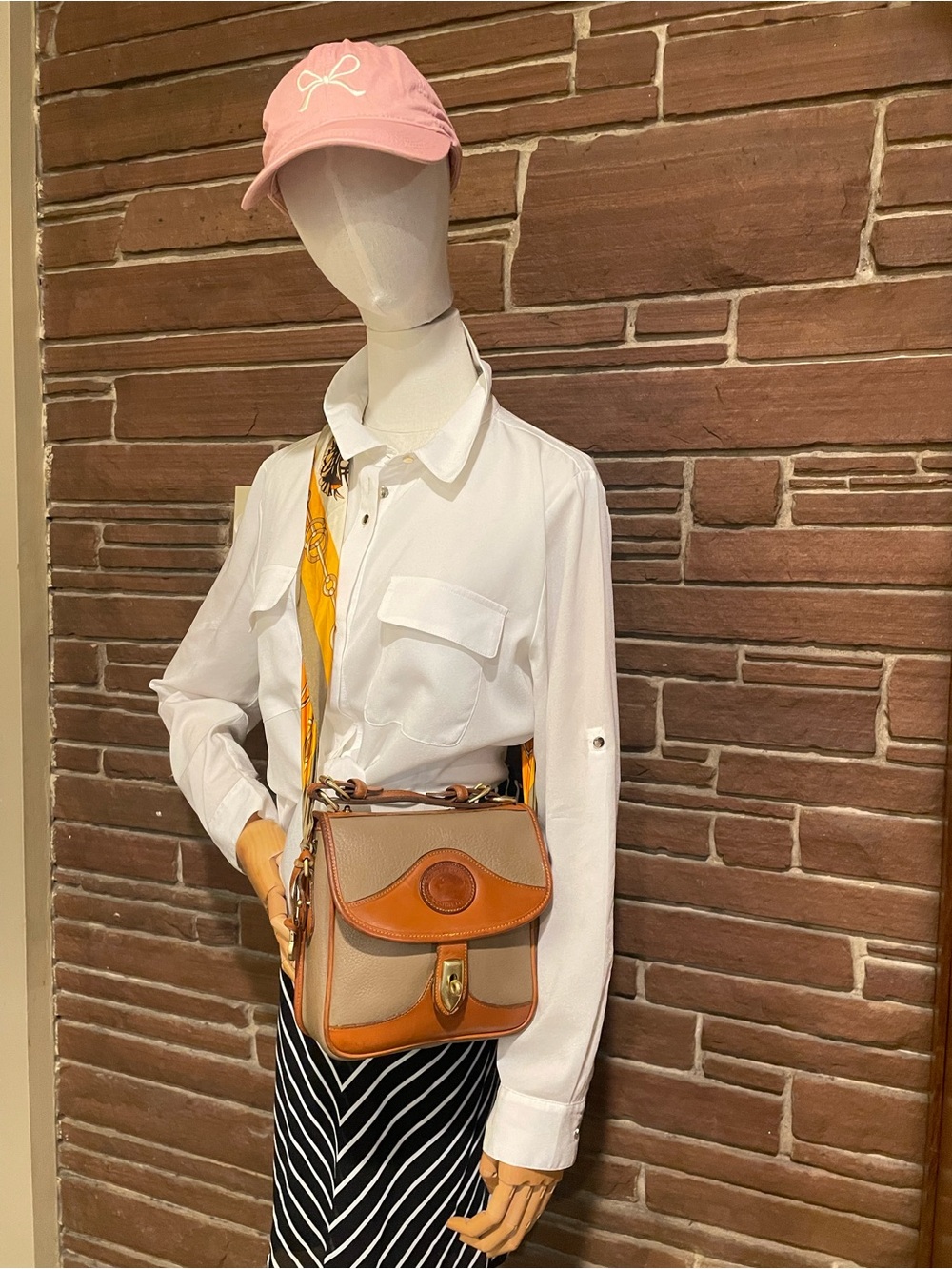 Dooney & Bourke  AWL CarrierTan and Taupe Leather Crossbody Satchel - Picture 10 of 16